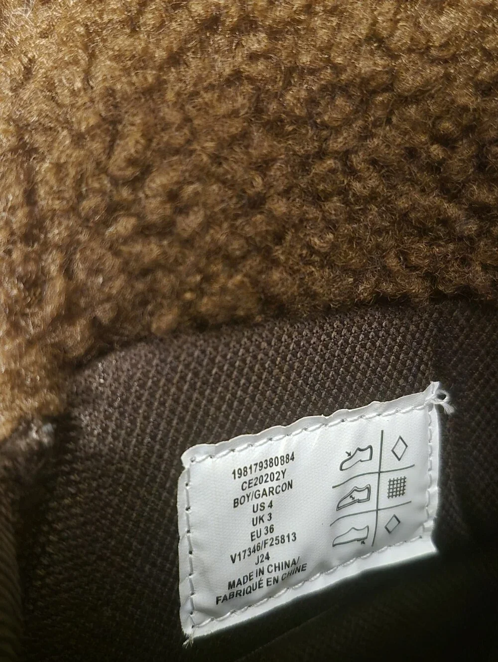 Lands End Big Boys Size 4 Brown Waterproof Duck Boots with Faux Fur Lining